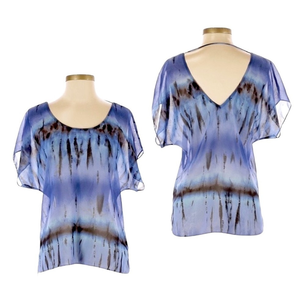 🌺 Rory Beca Tie Dye Boho Sheer Scoop Neck Lightweight Blouse Size S